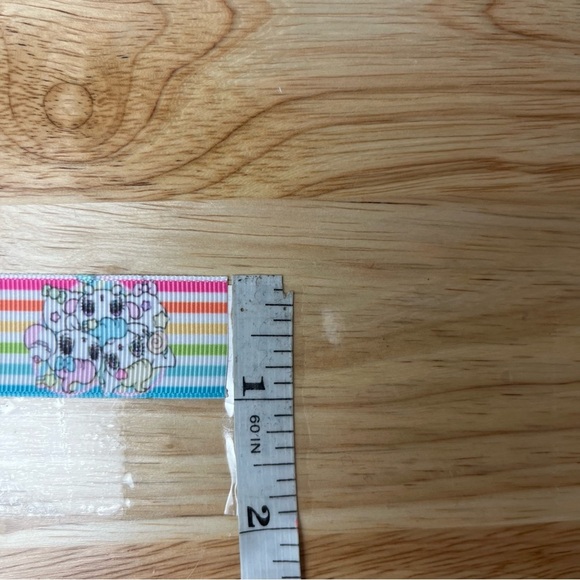 1" GROSGRAIN CRAFT RIBBON - 2 YARDS Cutie Cartoons, Rainbow Striped - Picture 6 of 7